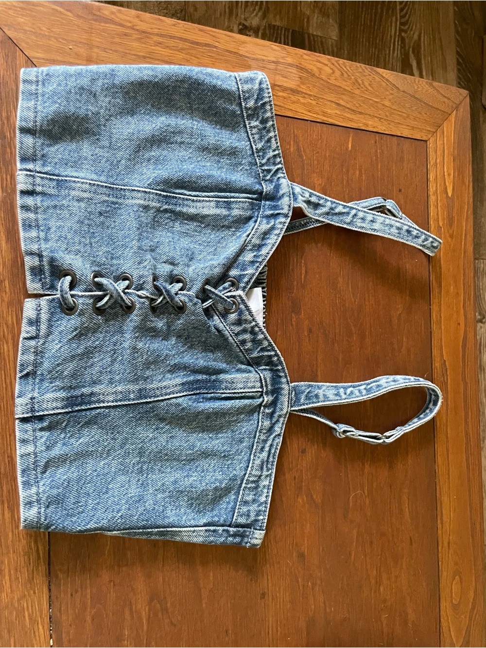 Social Tourist Denim Sweetheart, Lace-up Bralette